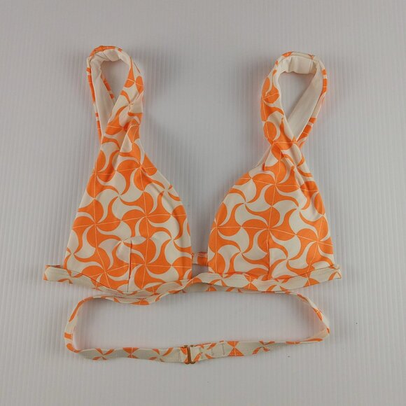 L*Space Avery Bikini Top Women's Size Small Orange Cream Print Removable Pads